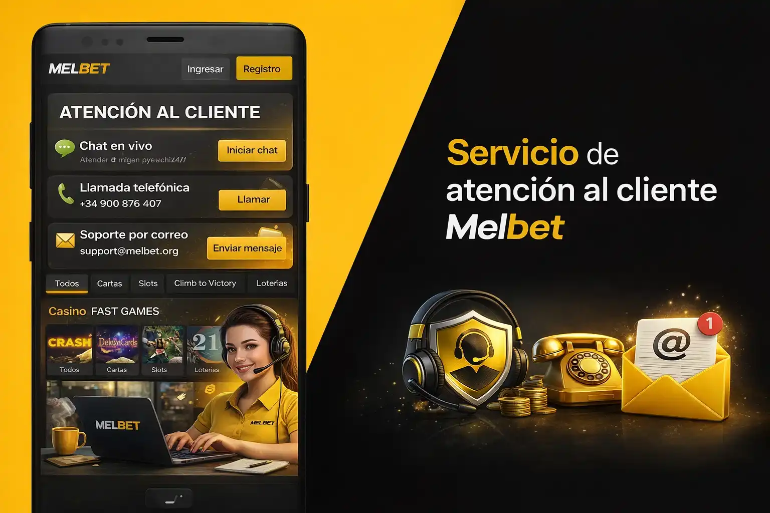 Vías de contacto con el equipo de asistencia al cliente de Melbet