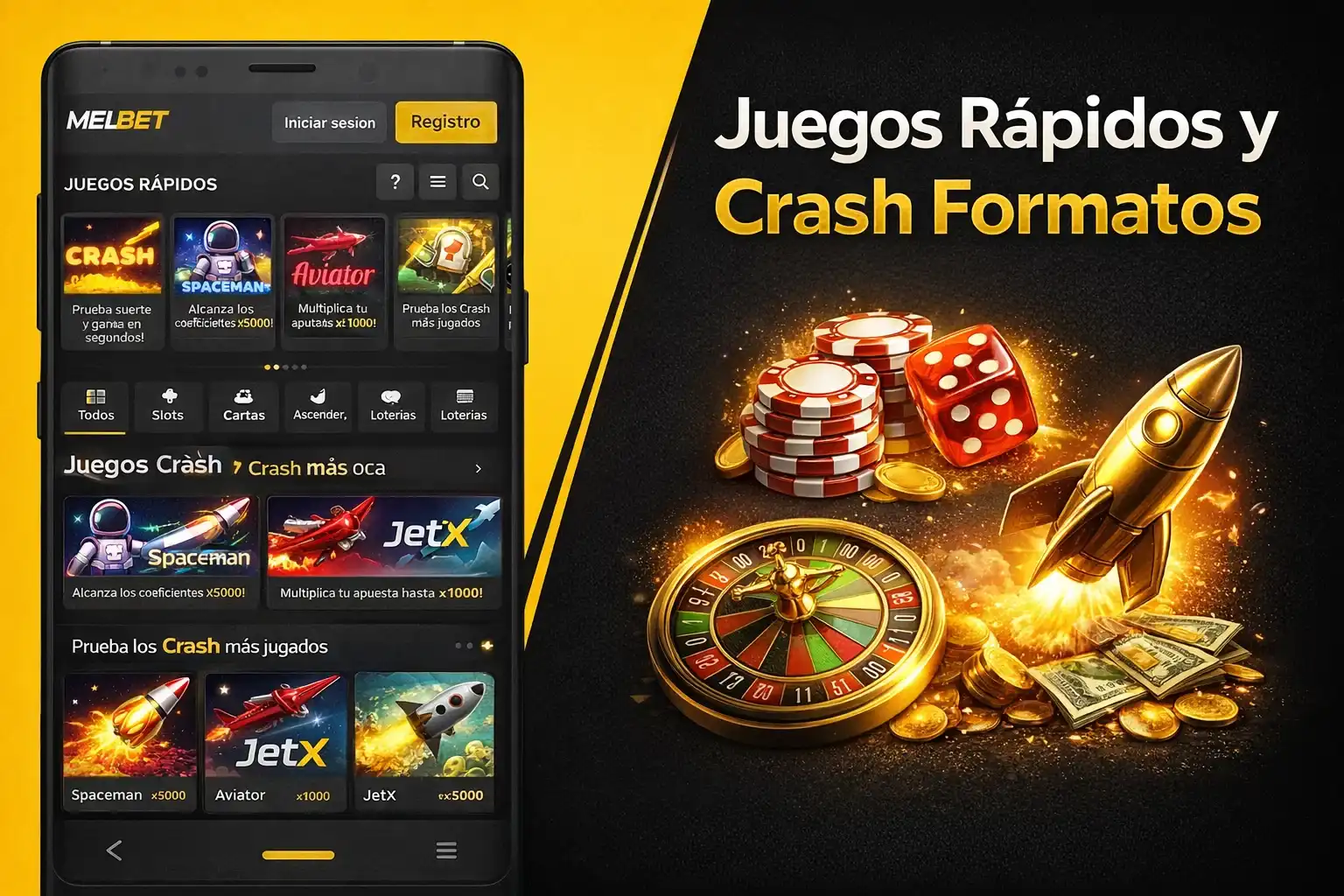 Formatos de crecimiento rápido (crash games) y partidas relámpago